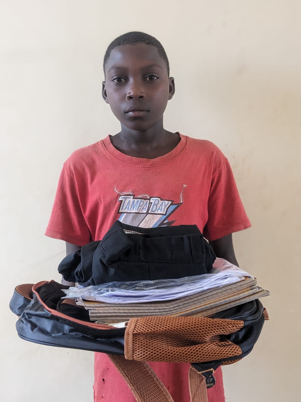 Student with school supplies
